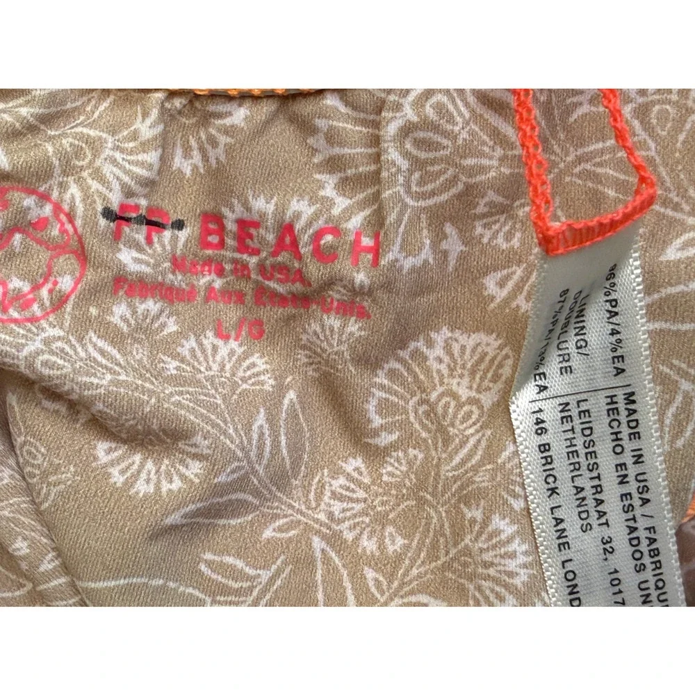 NEW FREE PEOPLE FREE-EST ORANGE TEXTURED FLORAL THE PAMELA ONE PIECE SWIMSUIT L